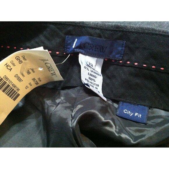 J.CREW WOMENS NEW GRAY 96%WOOL FLAT FRONT DRESS PANTS NO CUFFS SIZE:12/33 - Picture 2 of 2